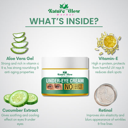 Nature Glow Herbal Under Eye Cream & Greentea Gel Roll On Combo - Distacart