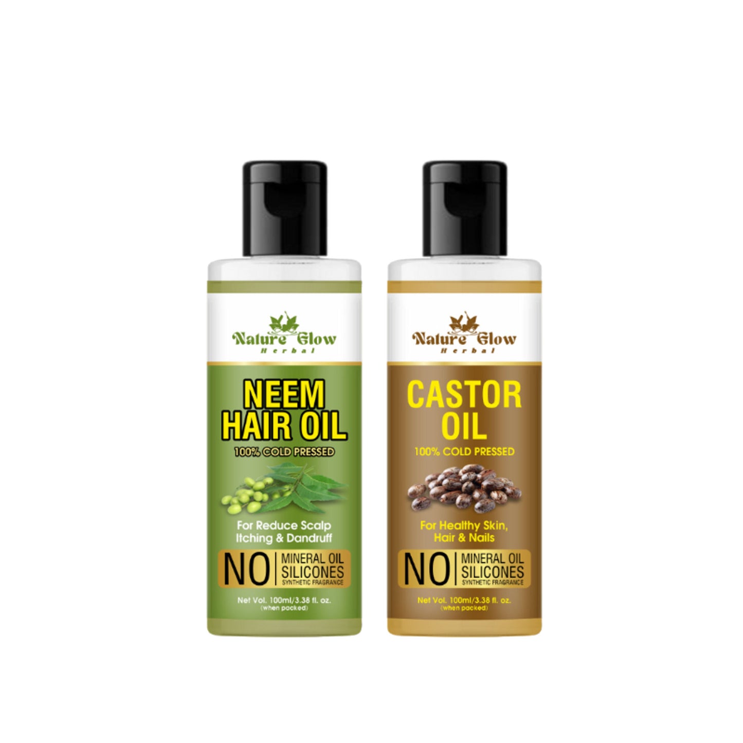 Nature Glow Herbal Neem & Castor Hair Oil Combo - Distacart