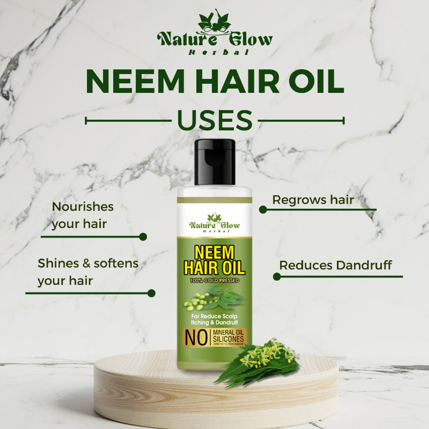 Nature Glow Herbal Neem & Bhringraj Hair Oil Combo - Distacart