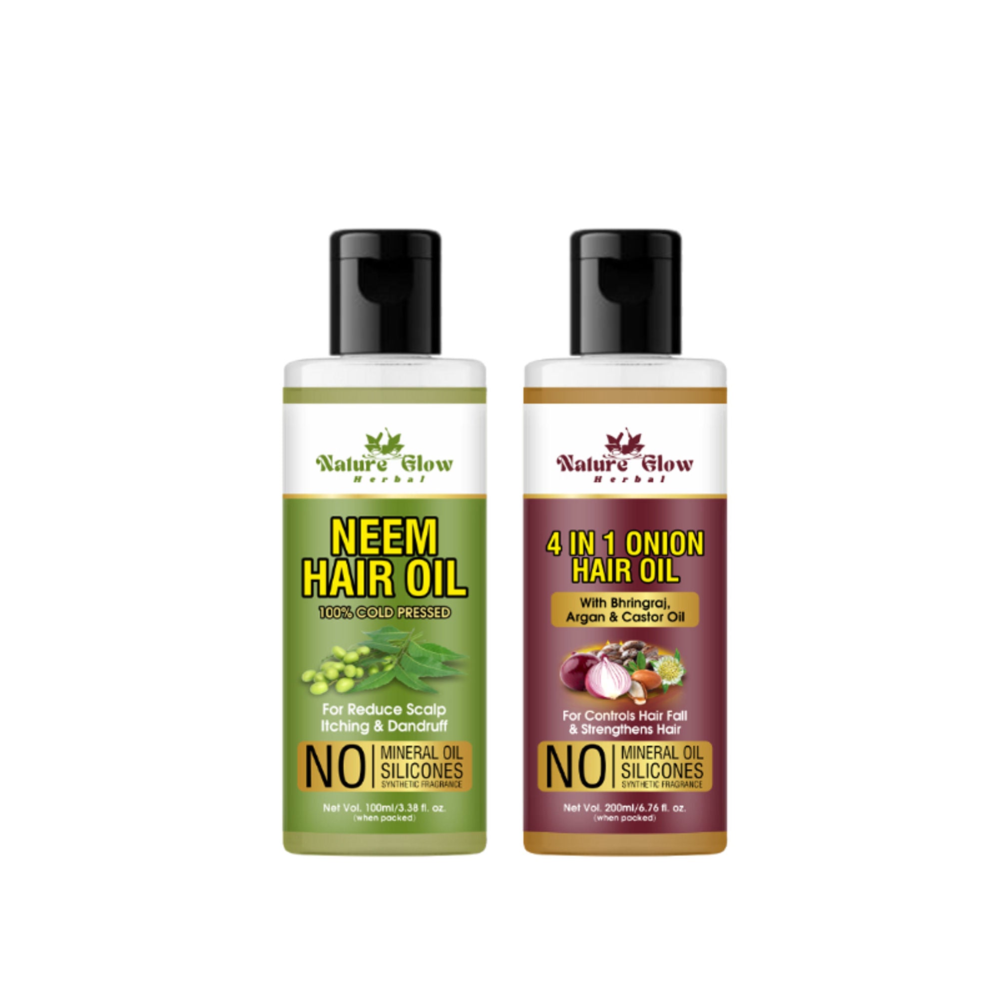 Nature Glow Herbal Neem & 4 In 1 Onion Hair Oil Combo - Distacart