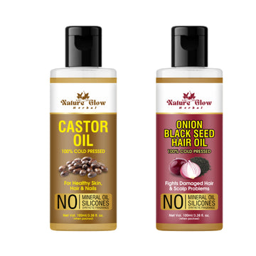Nature Glow Herbal Castor & Onion With Black Seed Hair Oil - Pack Of 2