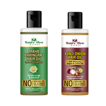 Nature Glow Herbal Bhringraj & 4 In 1 Hair Oil - Pack Of 2