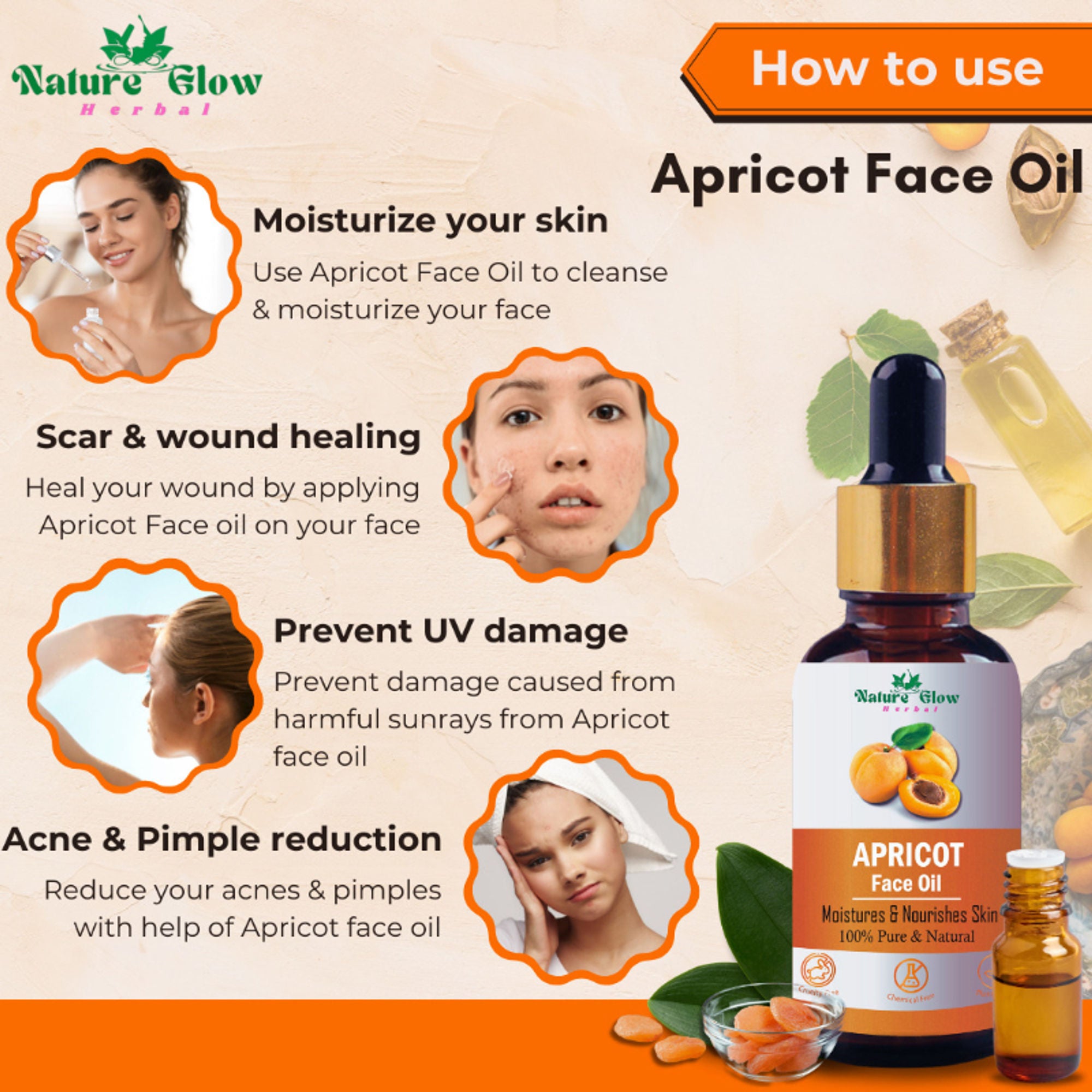 Nature Glow Herbal Apricoat Facial Oil - Distacart