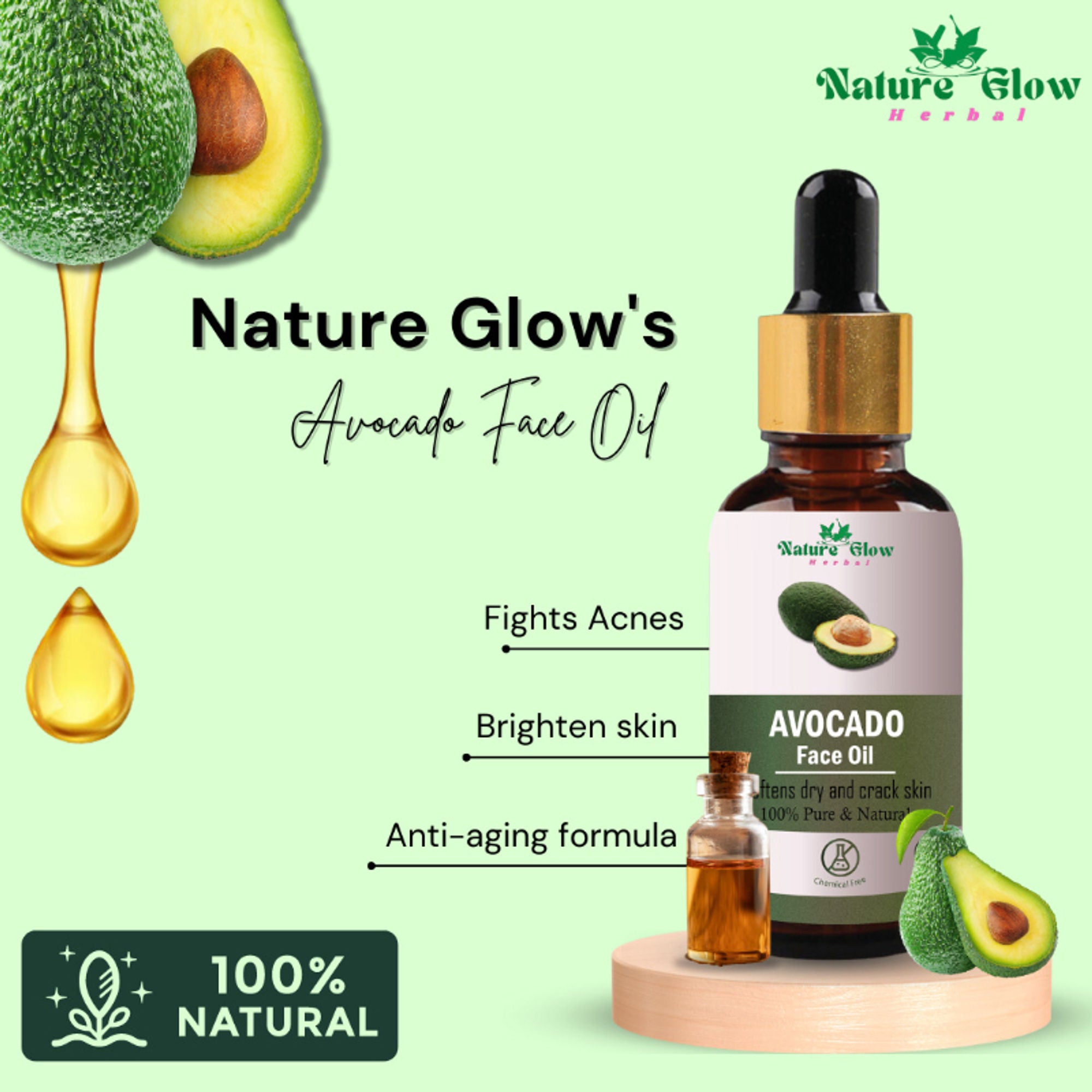 Nature Glow Herbal Bright Exploring With Nature'S Essence Avocado Facial Oil - Distacart
