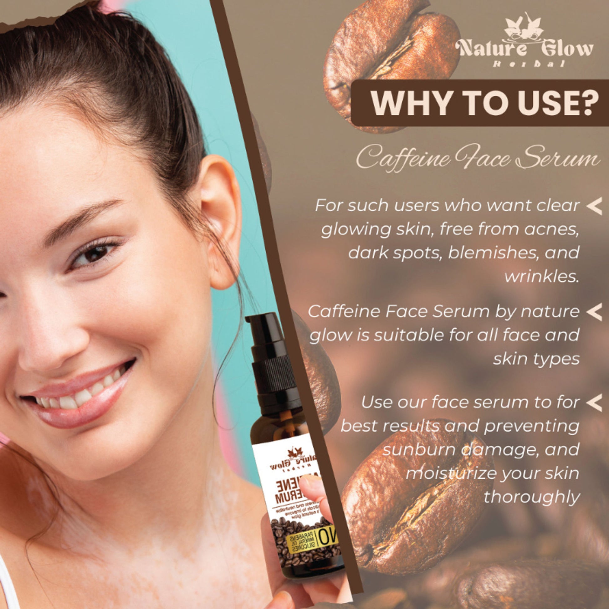 Nature Glow Herbal Caffeine Face Serum Hydrating Face Serum For Glowing Skin - Distacart