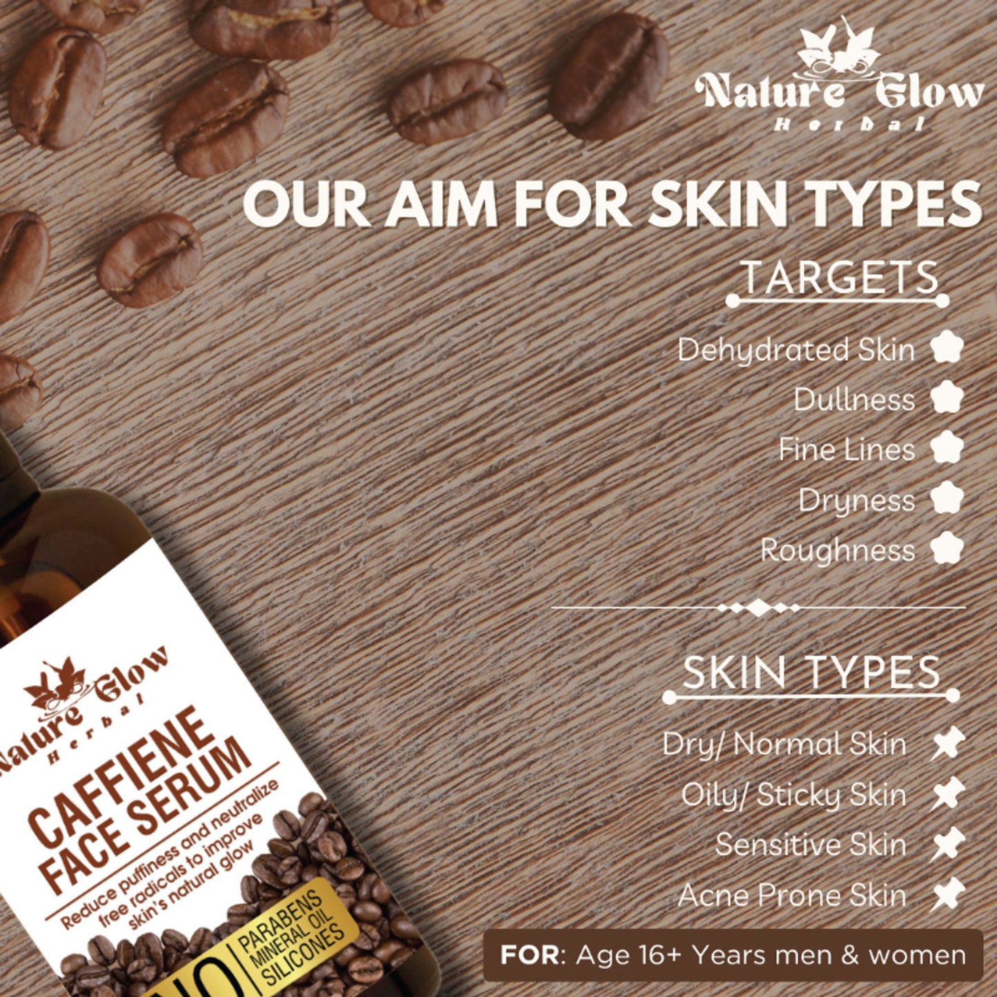 Nature Glow Herbal Caffeine Face Serum Hydrating Face Serum For Glowing Skin - Distacart
