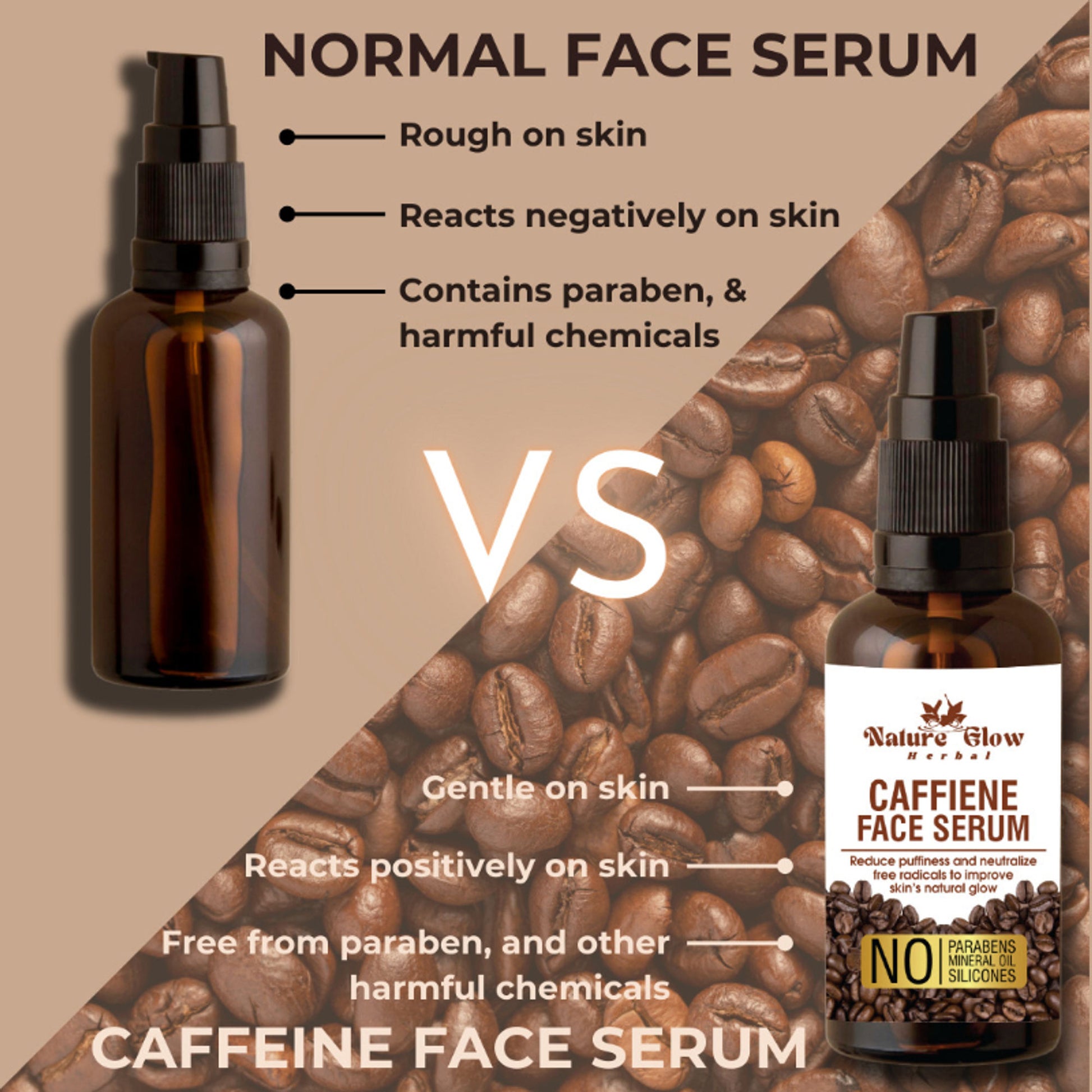 Nature Glow Herbal Caffeine Face Serum Hydrating Face Serum For Glowing Skin - Distacart