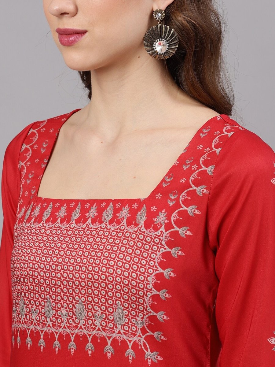 Aks Ethnic Motifs Printed Kurta With Palazzos & Dupatta - Distacart
