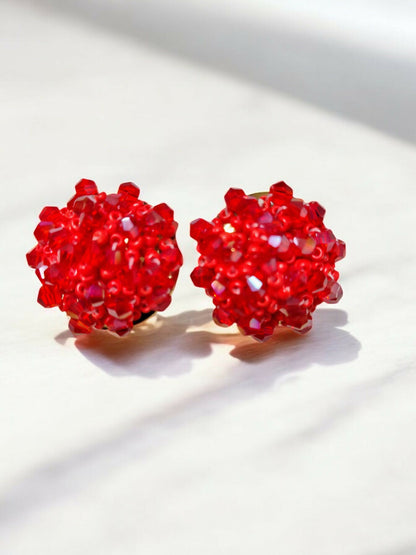 Inhanns Small Statement Studs Earrings - Red - Distacart
