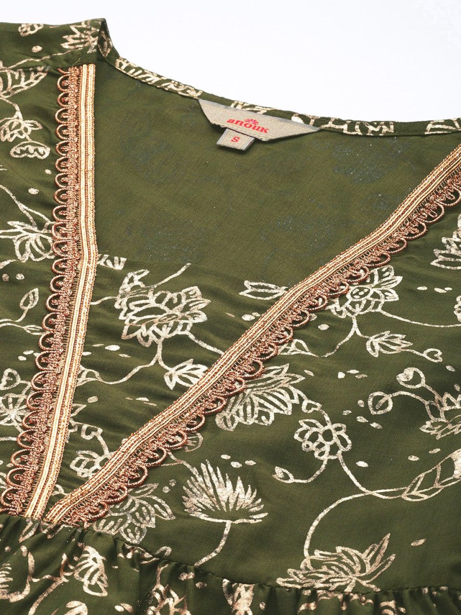 Anouk Ethnic Motifs Printed Regular A-Line Flared Kurti With Sharara - Distacart