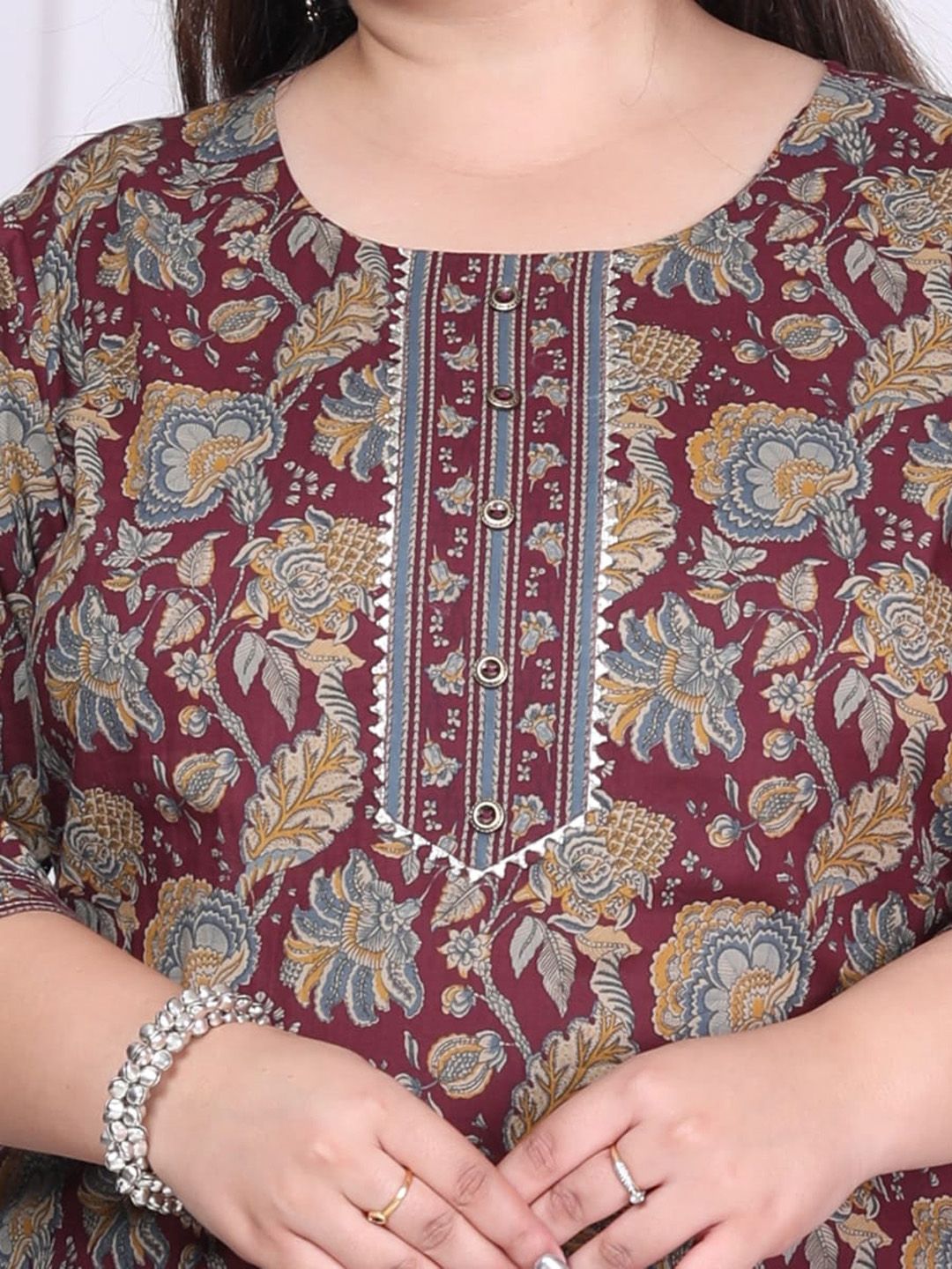 Swasti Floral Printed Regular Sequinned Pure Cotton Kurta with Trousers & Dupatta