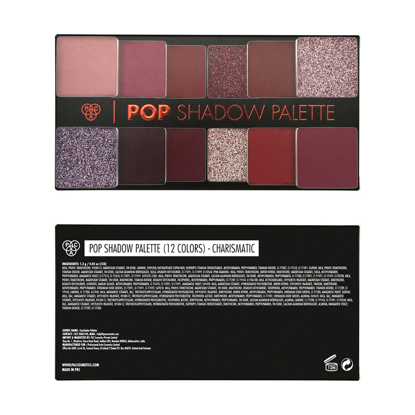 PAC Studio Pop Shadow Palette X12 - Majestic - Distacart