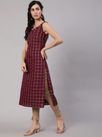 Thumbnail for Aks Checked Chanderi Silk Straight Kurta - Distacart
