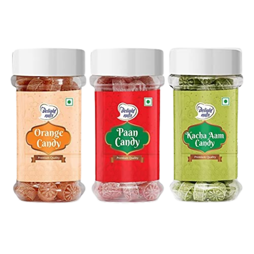 Delight nuts Candy - Orange, Paan & Kacha Aam Candy - Dista