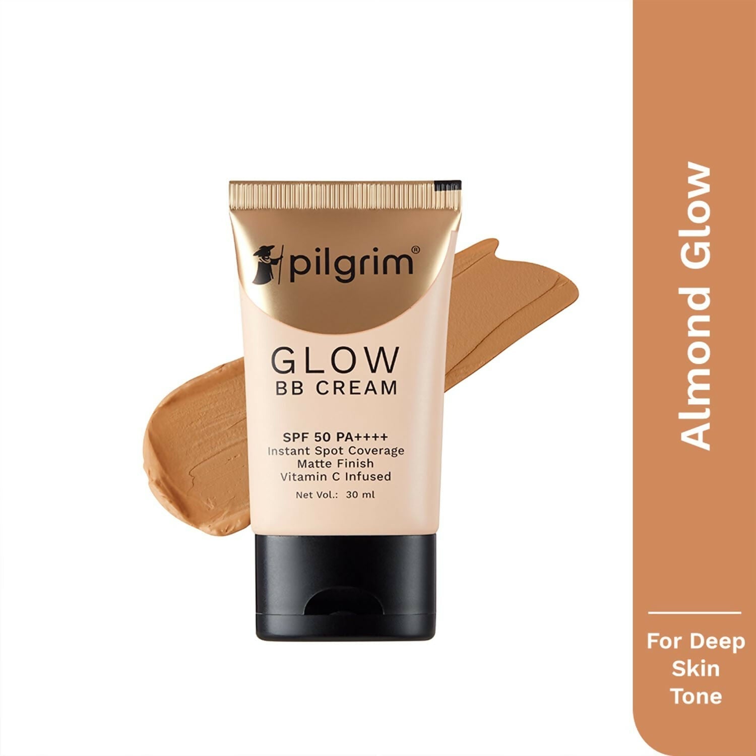 Pilgrim Glow BB Cream SPF 50 PA++++ Instant Spot Coverage Matte Finish Vitamin C Infused - Almond Glow - Limited Time Offer - Distacart