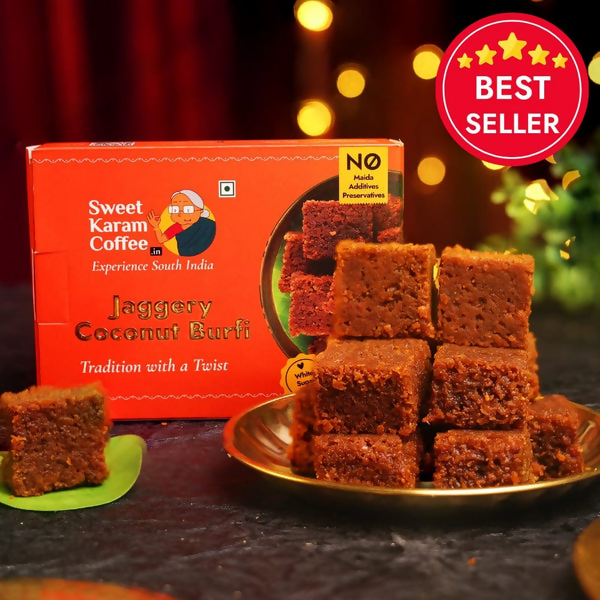 Sweet Karam Coffee Jaggery Coconut Burfi - Distacart
