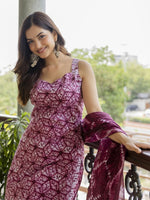 Thumbnail for Anouk Geometric Printed Regular Pure Cotton Straight Kurta With Trousers & With Dupatta