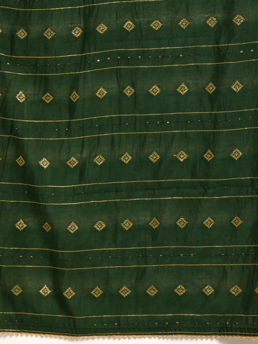 Anouk Women Mustard Yellow Yoke Design Foil Printed Kurta with Trousers & Dupatta - Distacart