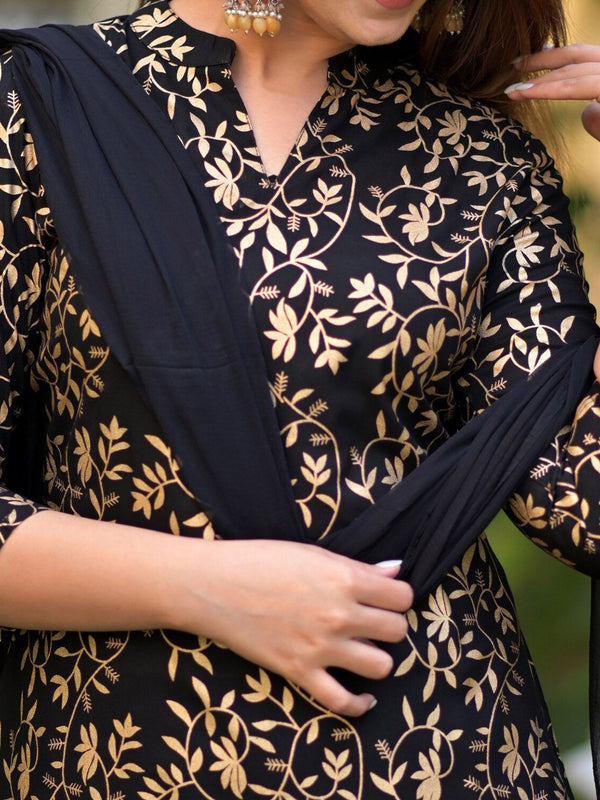 Kalini Ethnic Motifs Printed Mandarin Collar Kurta with Sharara & Dupatta