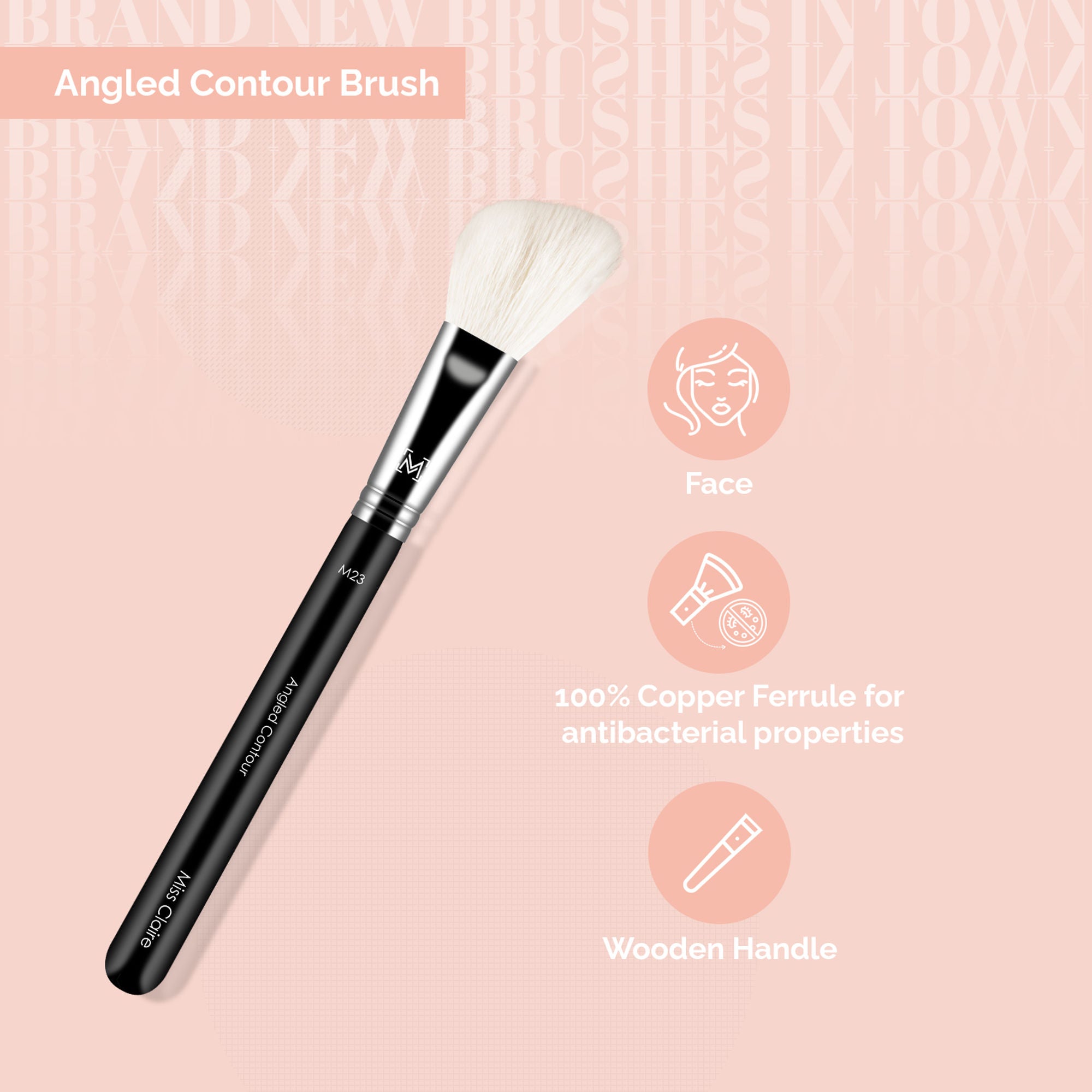 Miss Claire M23 - Angled Contour Brush - Chrome