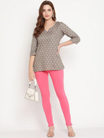 Thumbnail for TAG 7 Women Pack of 2 Pink & Beige Solid Kurti Pants - Distacart