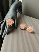 Thumbnail for Inhanns Rangmani Crystal Duo – Adjustable Ring + Statement Earrings Set - Peach - Distacart