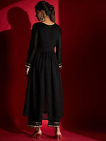 Thumbnail for Kalini Ethnic Motifs Embroidered Thread Work Flared A-Line Kurta With Trousers