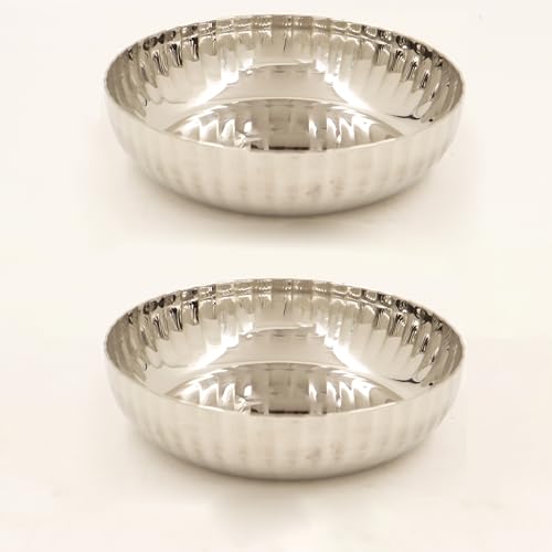 Spillbox Stainless Steel Hammered Bowl Quarter Plates Snack Plate Nasta Plate Dessert Plate Set Side Dish Cup Mirror Finish BPA Free