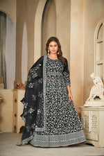 Thumbnail for Jyoti Fashion Women's Black Net Embroidered Anarkali Kurta Pant Set With Dupatta - Distacart