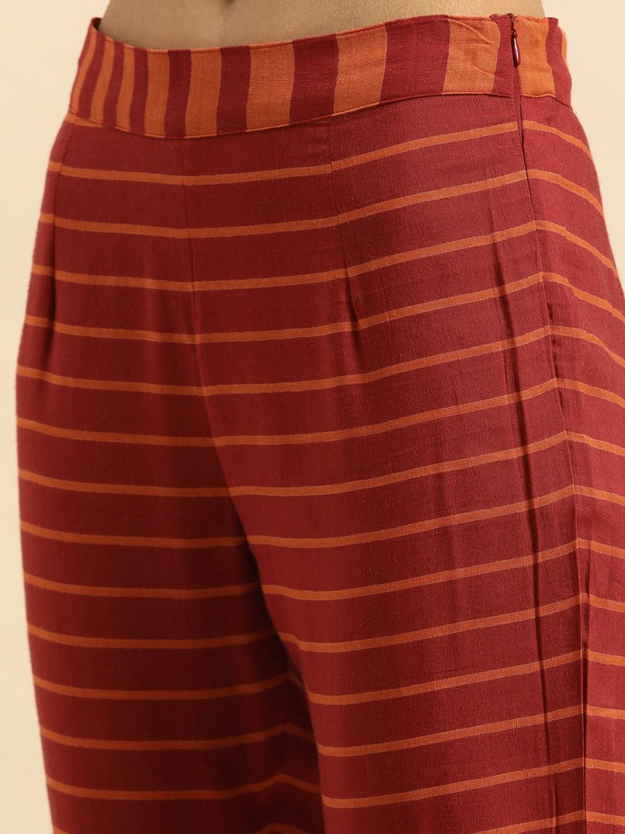All About You Women Red & Orange Pure Cotton Kurta with Trousers - Distacart