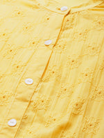 Thumbnail for Anouk Women Yellow Ethnic Motifs Embroidered Panelled Pure Cotton Kurta with Trousers - Distacart