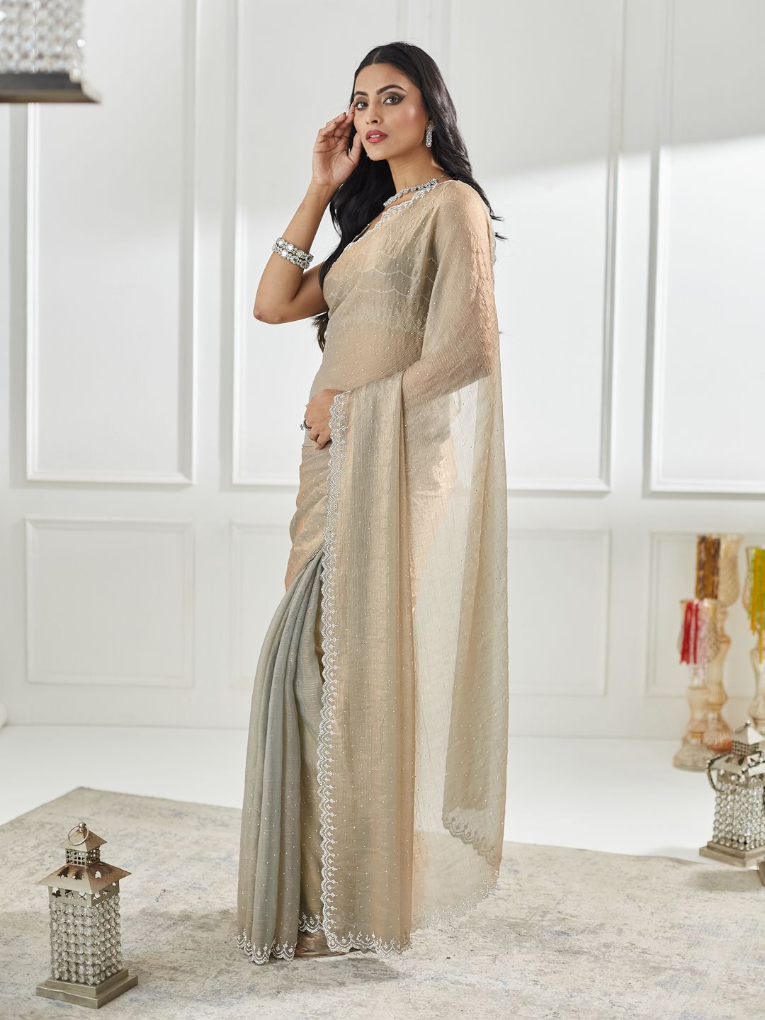 kasee Embellished Beads and Stones Pure Silk Saree - Distacart