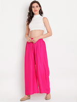 Thumbnail for TAG 7 Women Pink & Beige Set of 2 Flared Ethnic Palazzos
