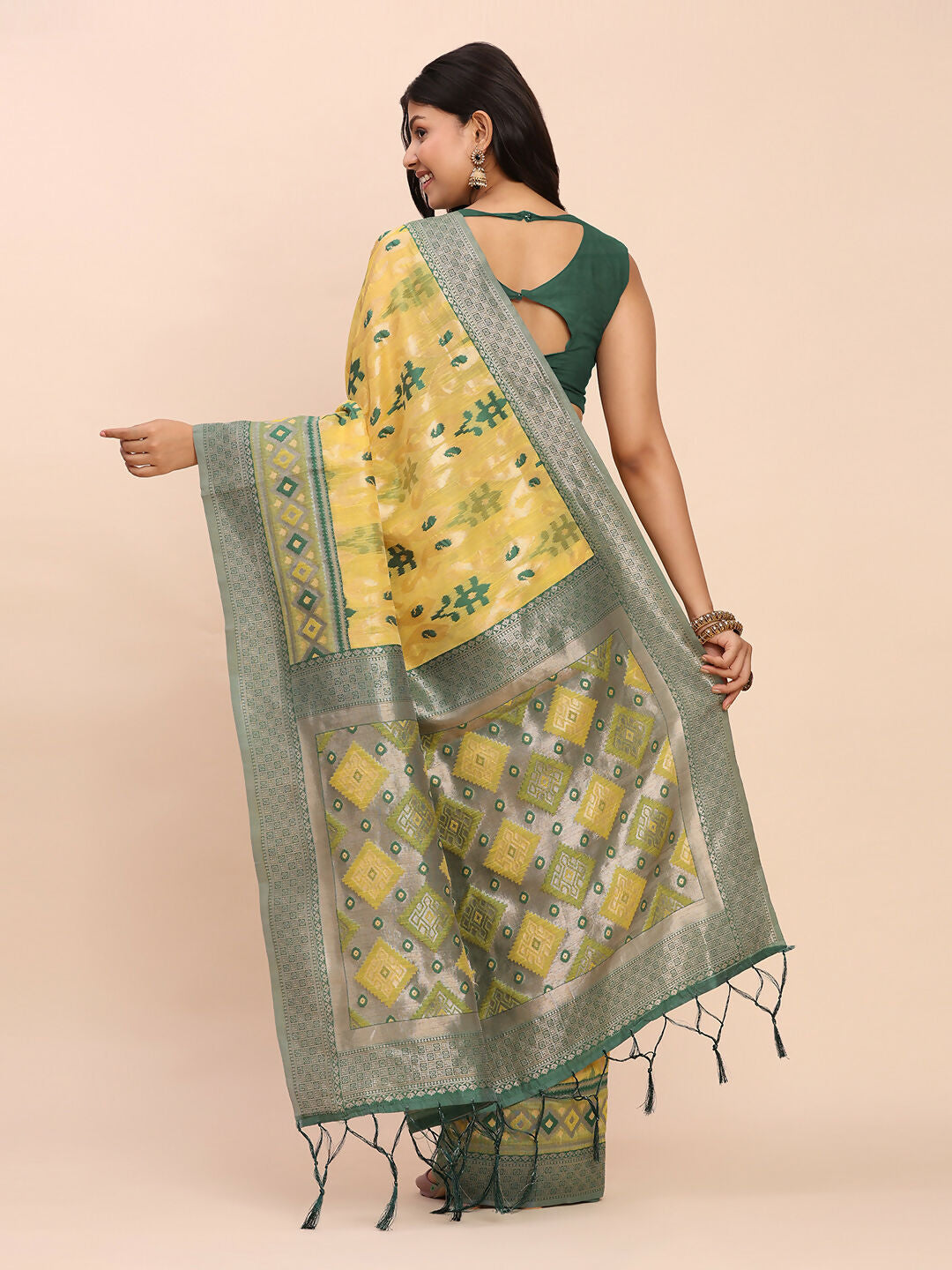 Astita Linen Cotton Yellow Saree
