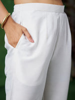Thumbnail for Sangria White Extended Sleeves A-Line Kurta With Trouser