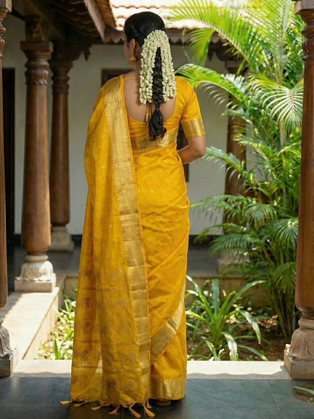 Astita Gold Soft Silk Saree - Distacart