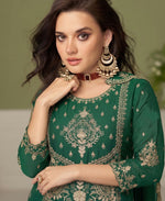 Thumbnail for KC Green Wedding Wear Embroidered Crush Silk Salwar Suit - Dista