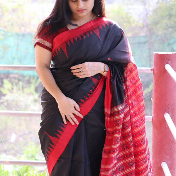 Shyama Sambalpuri Tussar Silk Saree 1