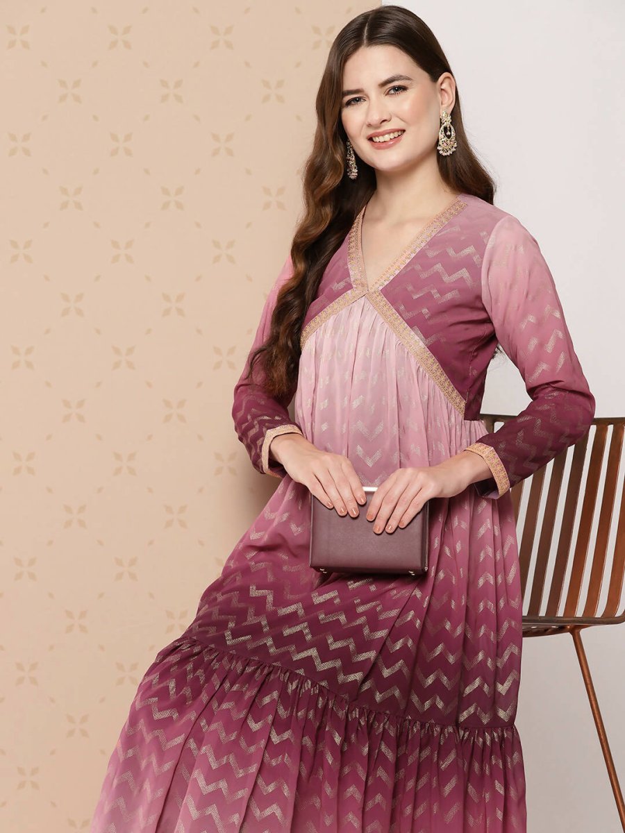 Ahalyaa Women's Traditional wear Ethnic Dress - Burgundy - Distacart