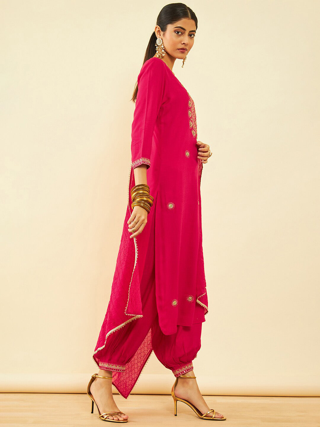 Soch Ethnic Motifs Embroidered Mirror Work Kurta & Salwar With Dupatta - Distacart