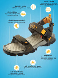 Thumbnail for Sparx Men Olive-Green & Yellow Colourblocked Floater Sandals