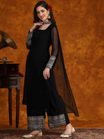 Thumbnail for Sangria Embroidery Georgette Kurta Palazzo With Dupatta Set