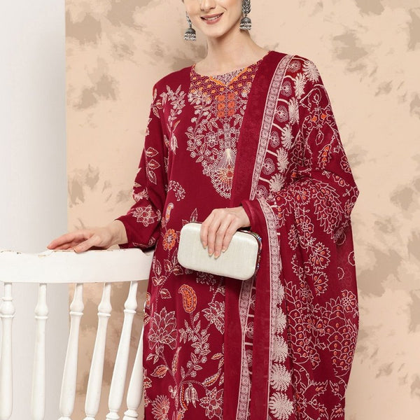 Anouk Ethnic Motifs Printed Kurta with Trousers & Dupatta - Distacart