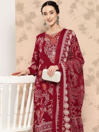 Anouk Ethnic Motifs Printed Kurta with Trousers & Dupatta