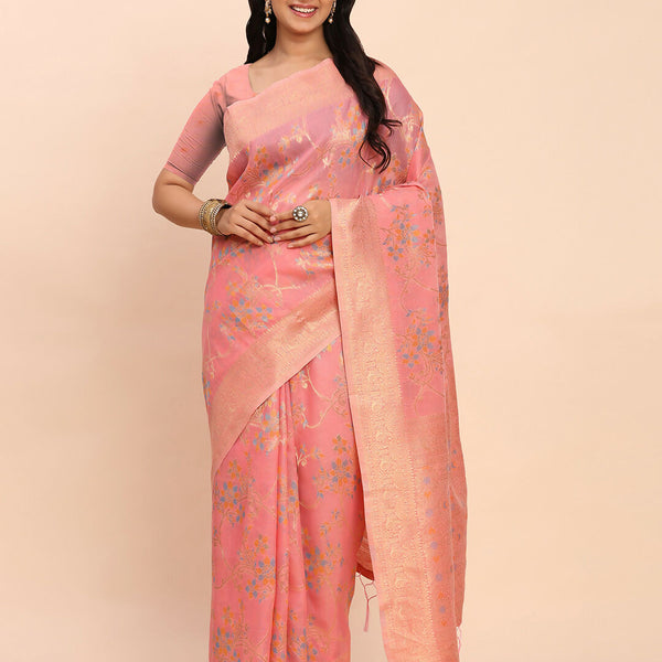 Astita Linen Cotton Peach Saree