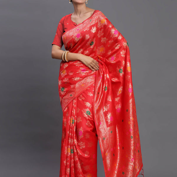 Astita Banarasi Silk Red Saree