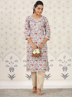 Thumbnail for Ode by House of Pataudi Floral Printed Straight Kurta - Distacart