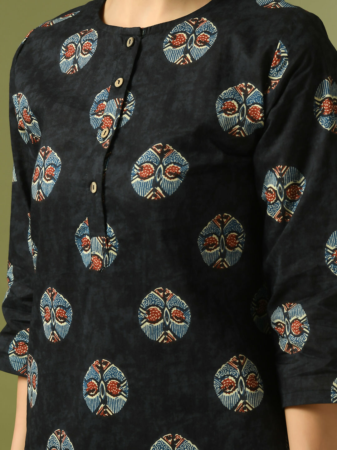 Myshka Women's Black Printed Cotton Round Neck Party Tunic With Trousers Co-ord set - Distacart