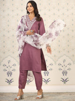 Thumbnail for Ode by House of Pataudi Women Ethnic Motifs Yoke Design Regular Thread Work Kurta with Trousers & With - Distacart