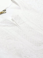 Thumbnail for ADA Women White & Black Chikankari Embroidered Semi-Sheer Sustainable Handloom Kurta with Churidar - Distacart